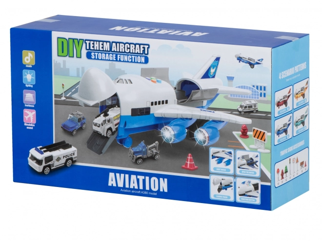 Transport airplane with police cars set