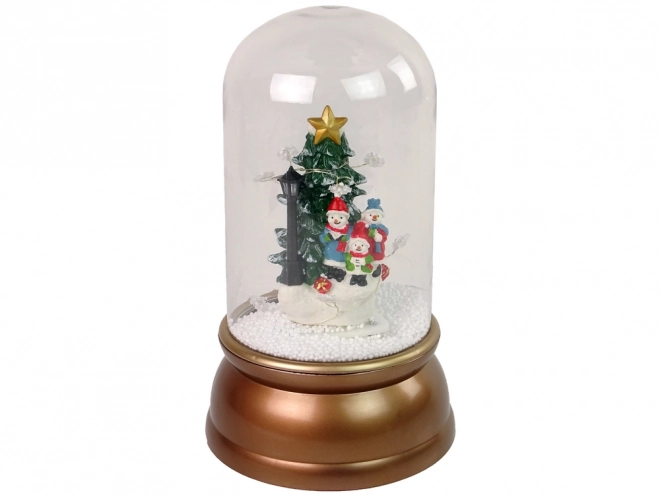 Glass Christmas Decoration With Snow And Snowmen