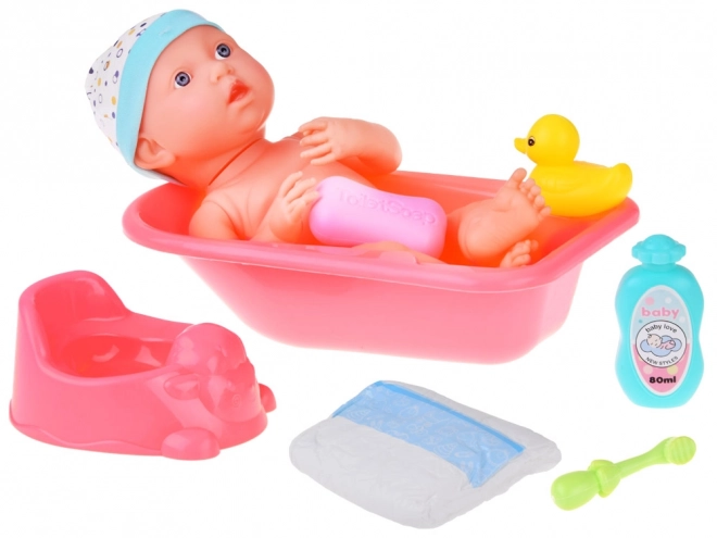 Baby Doll Set with Stroller, Cradle, and Bath Accessories