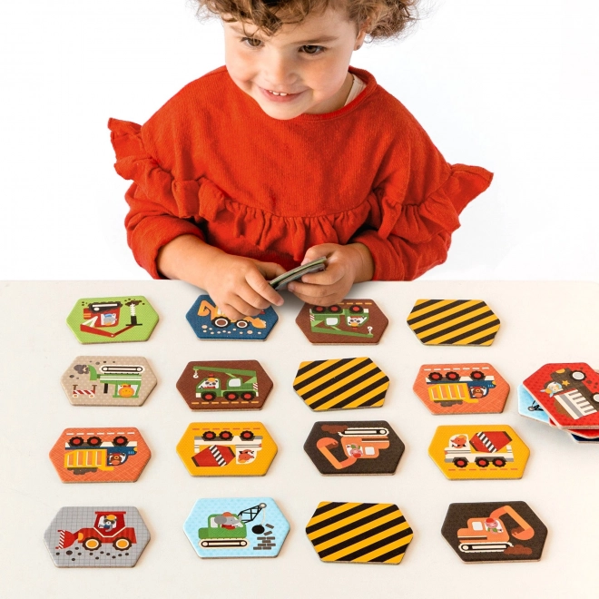 Petit Collage Construction Vehicles Memory Game