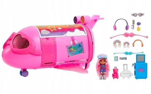 Pink Rainbow Barbie Extra Fly Plane with Pilot Doll