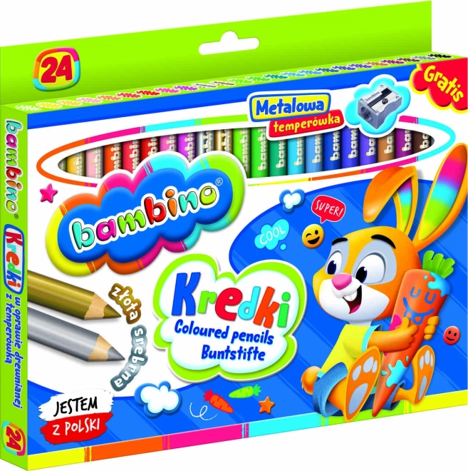 Bambino Colored Pencils Set with Sharpener, 24 Colors