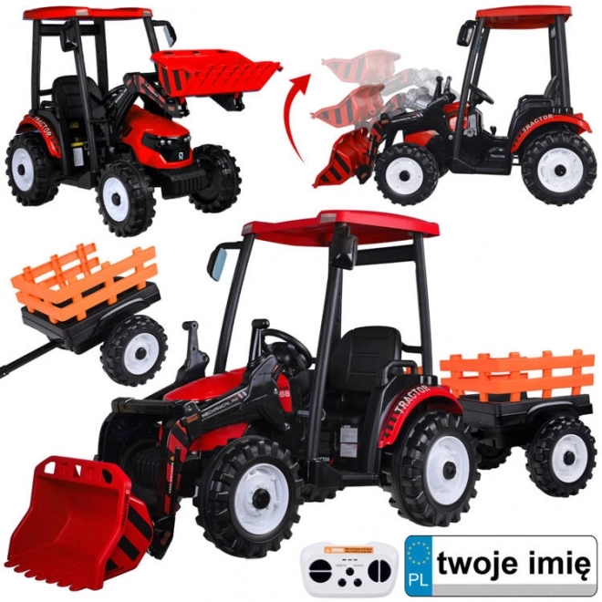Large electric tractor with trailer and bucket for children