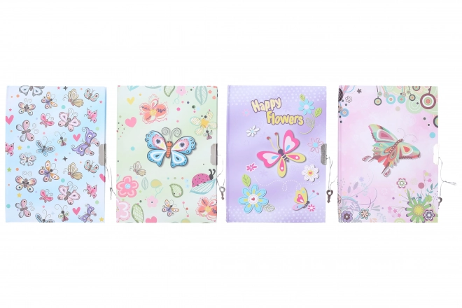 Butterfly Unlined Diary with Lock