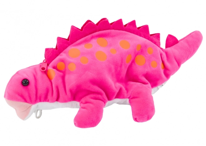 Plush Dinosaur Pencil Case and Hanging Pouch - Pink