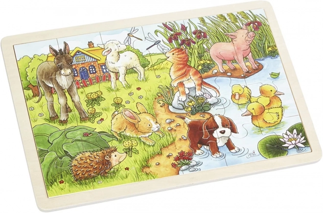 Goki Wooden Farm Baby Animals Puzzle