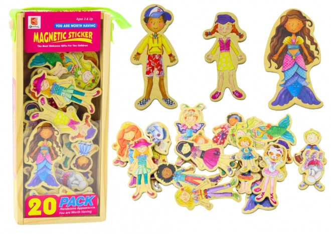 Wooden Magnet Set With Colorful Characters