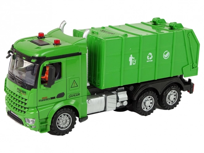 Remote Controlled Green Garbage Truck with Lights and Sound