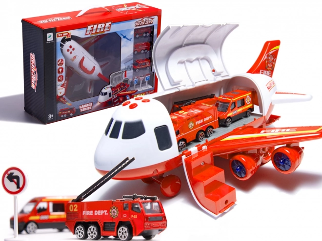 Firefighting Transporter Airplane with Vehicles