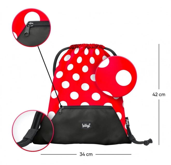 Polka Dot Drawstring Bag with Pocket