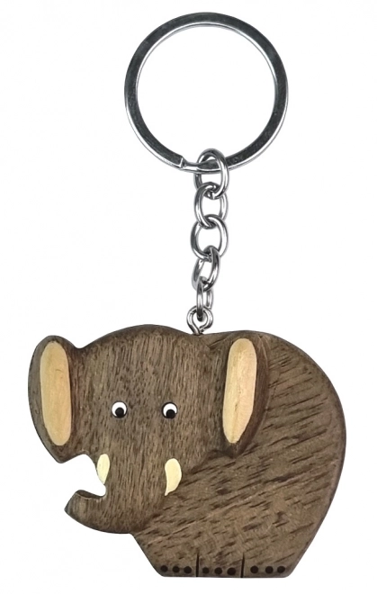 Wooden Elephant Keychain