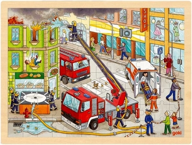 Wooden Puzzle Firefighters 96 Pieces from GOKI