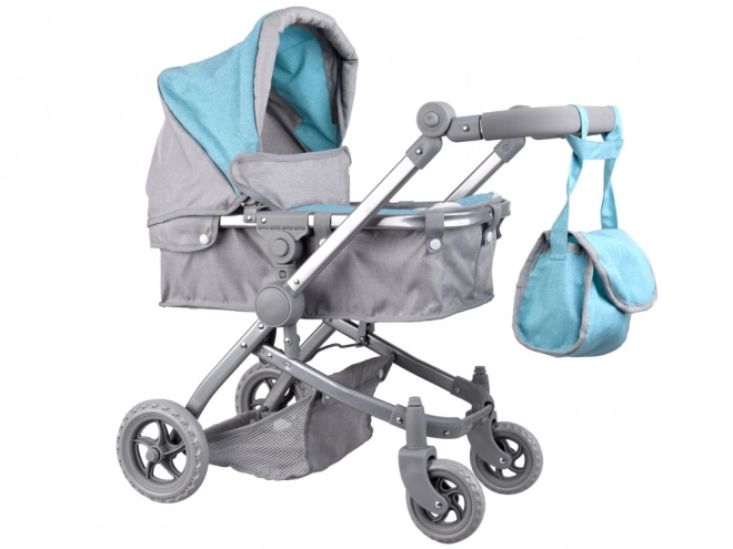 4-in-1 Doll Stroller with Bassinet – turquoise