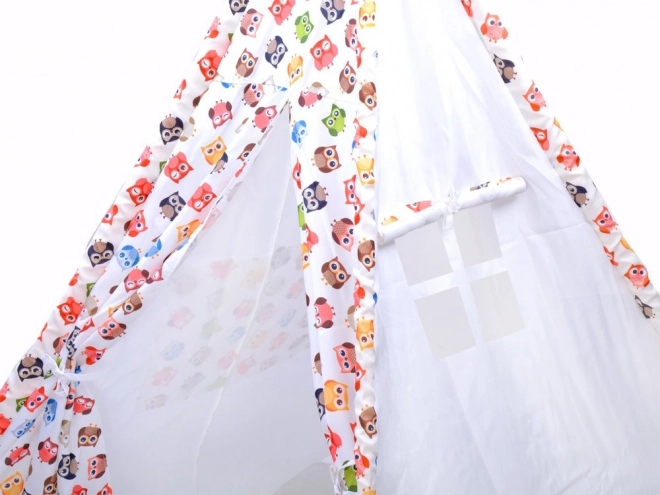 Tipi Tent for Kids with Happy Owls Design