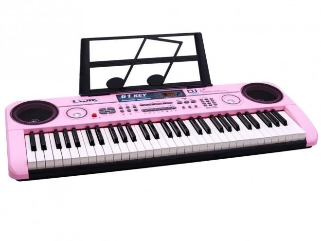 Multifunctional 61-Key Keyboard with Microphone – pink