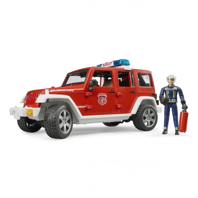 Bruder Red Fire Jeep Wrangler with Firefighter Figure and Accessories