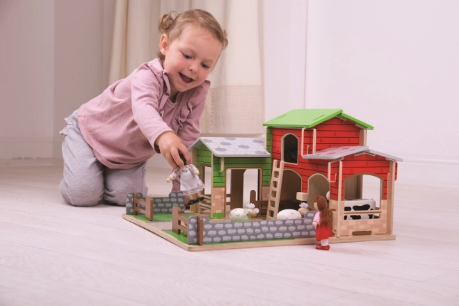 Wooden Cobblestone Farm Playset