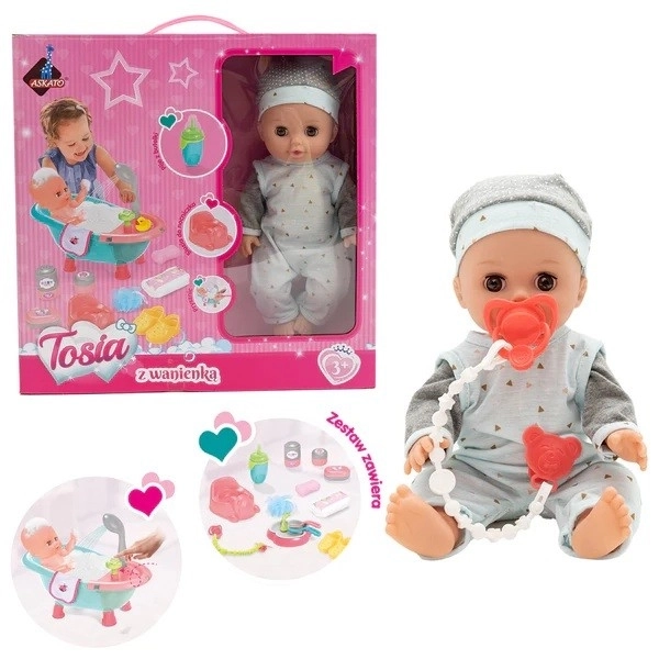 Doll Tosia with Bath Set