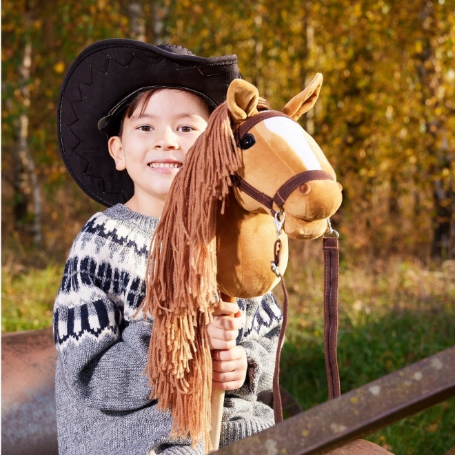 Wooden Horse on a Stick Hobby Horse HOPPIHORSE Chestnut Brown