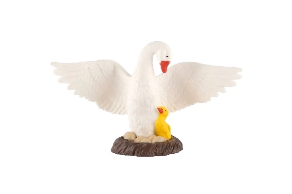 Plastic Goose with Gosling 12cm