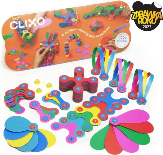 Clixo Magnetic Construction Set Super Rainbow 60 Pieces