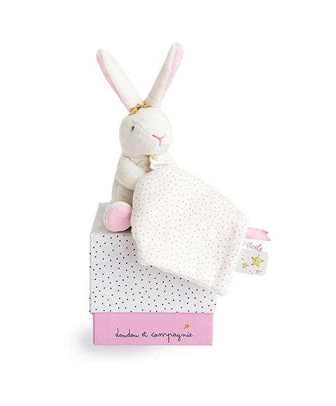 Cuddly Toy Gift Set - Plush Rabbit with Comforter in Pink