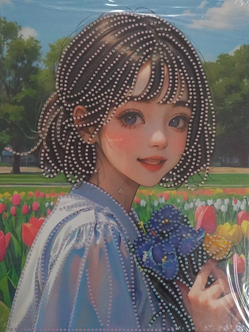 Canvas Diamond Painting Girl with Flowers