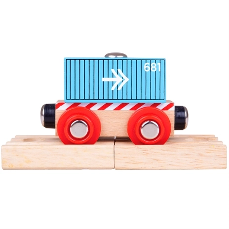 Bigjigs Rail Blue Container Wagon