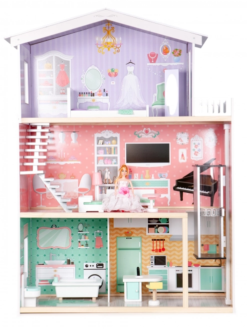 Large Wooden Dollhouse with Movable Elevator by Ecotoys