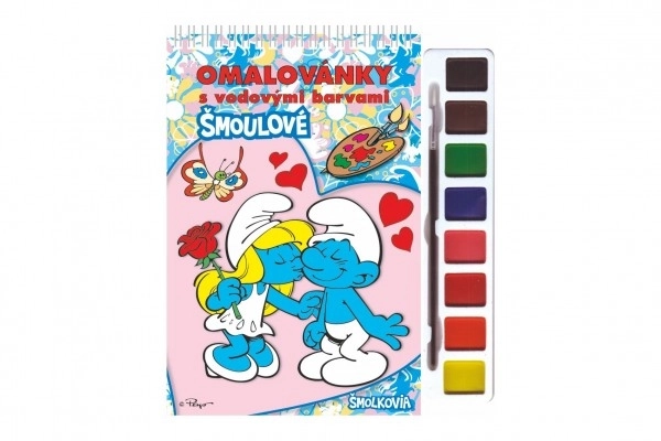 Smurfs Coloring Book with Watercolors and Brush