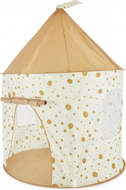 Self-assembling play tent for children with polka dots