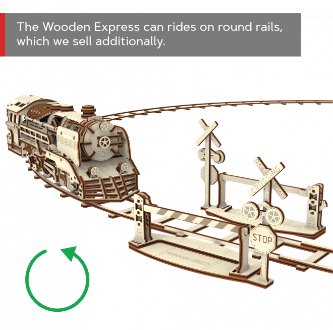 Wooden 3D Puzzle Express Train with Rails