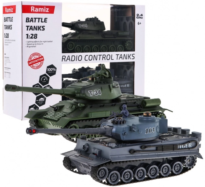 Remote Controlled Battle Tanks T-34 and Tiger for Kids 3+