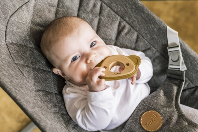 Silicone Wooden Teether Koala Mustard Yellow