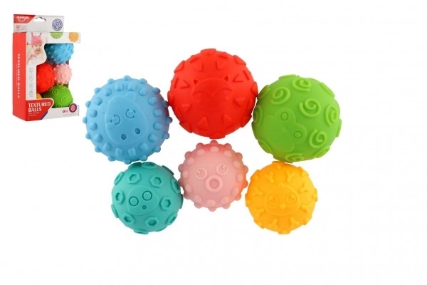 Set Of Textured Rubber Balls - 6 Pieces