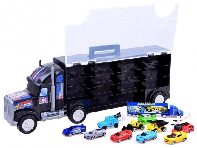 large truck with toy cars set