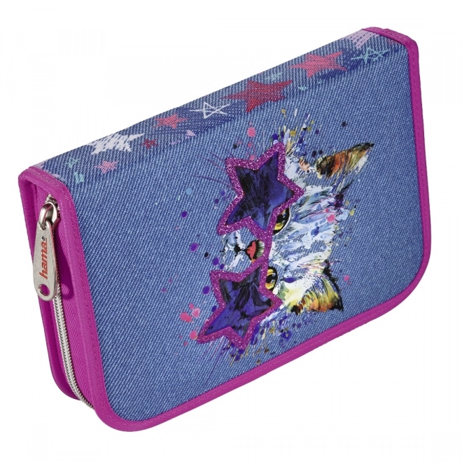 Crazy Cat Pencil Case with Supplies