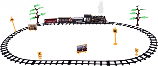 Large Retro Train Set with Locomotive Remote Control with Light and Steam
