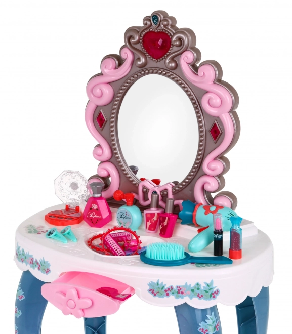 Interactive Vanity with Mirror and Stool for Kids