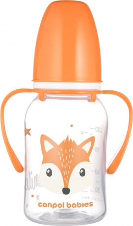 Canpol babies biberon a collo stretto con manici CUTE ANIMALS 120 ml – volpe