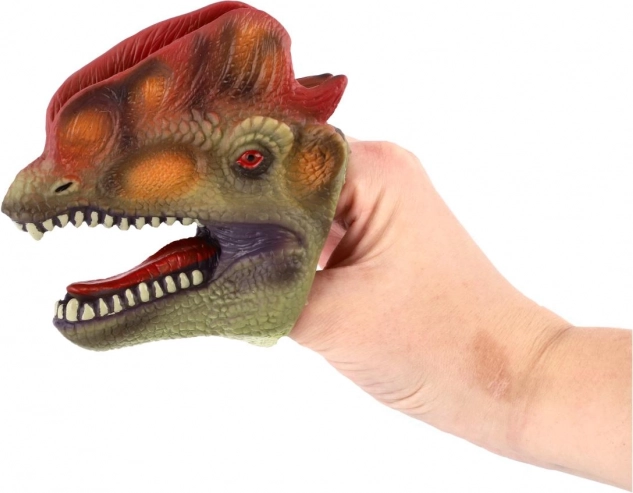 Rubberen dinosaurus-handpop - 1 stuk