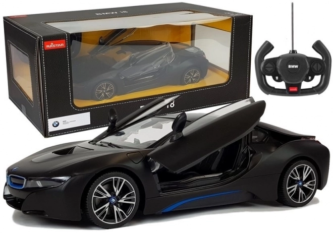 Auto R/C BMW i8 Rastar 1:14 schwarze automatische Türen