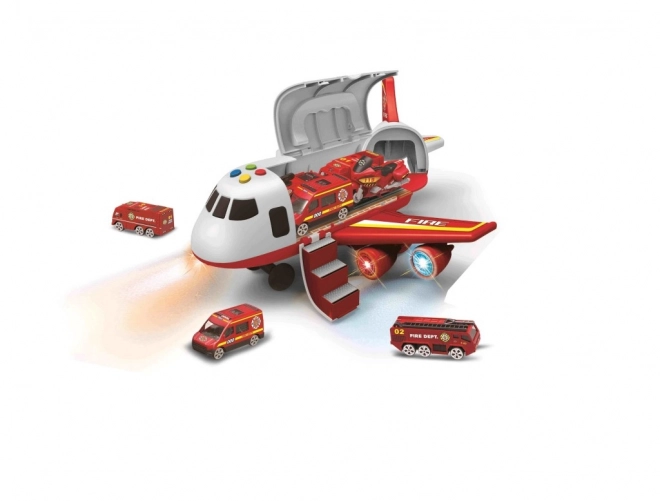 Firefighting Airplane with Cargo Hold and 3 Cars