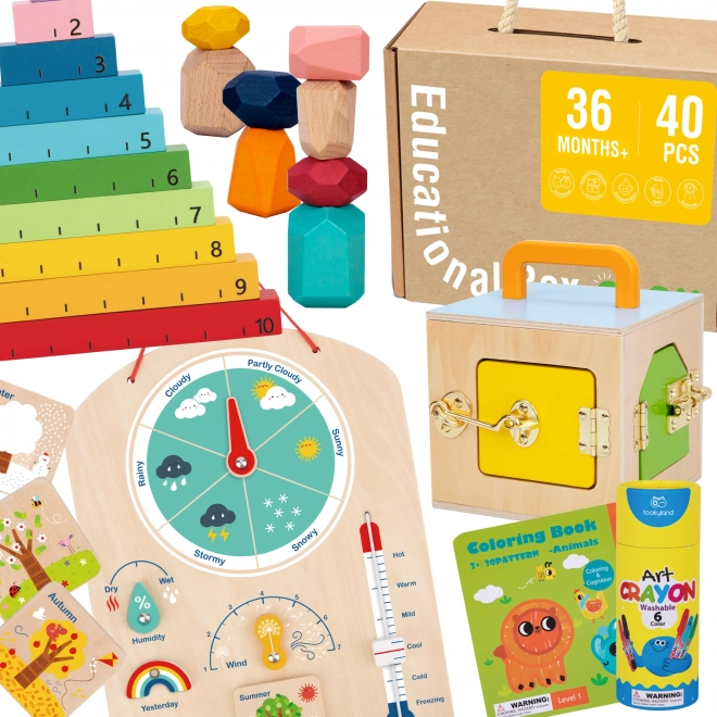 Pannello educativo sensorale Montessori 6 in 1 per bambini da 3 anni