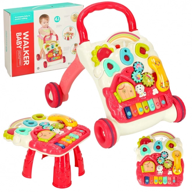 Interactive Baby Walker with Activity Table 4-in-1