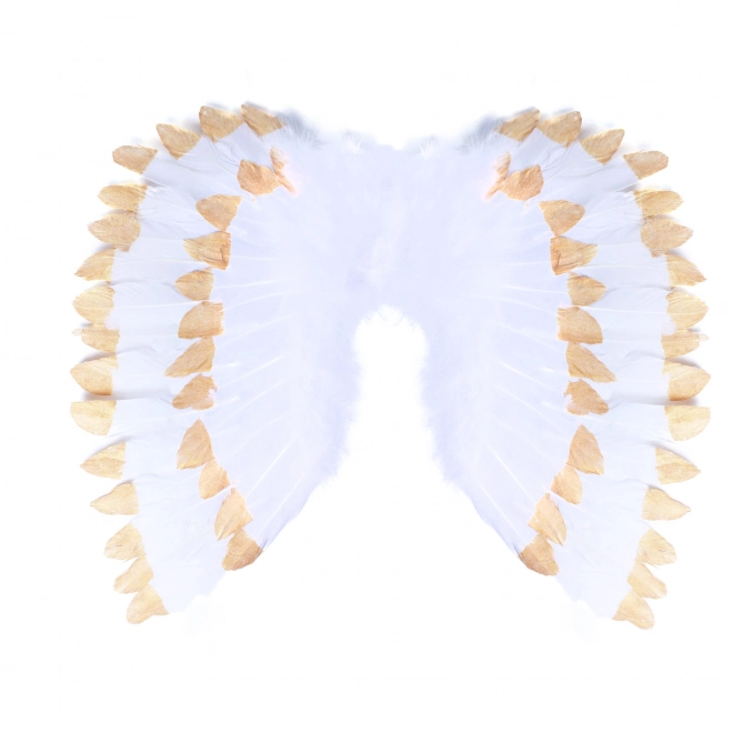 Angel Wings with Feather White-Gold