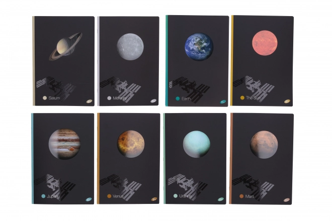 A4 Lined Notebook with Planets Design