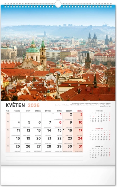 Calendrier mural Prague 2026