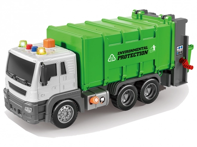 Friction-Powered Green Garbage Truck with Sound Effects