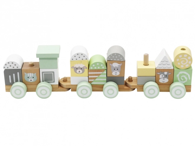 Mint Wooden Train Set with Locomotive and Wagons